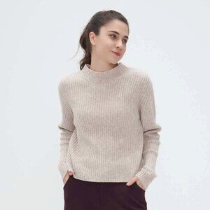 FIBFLX Wool Cashmere Ribbed Mockneck Sweater